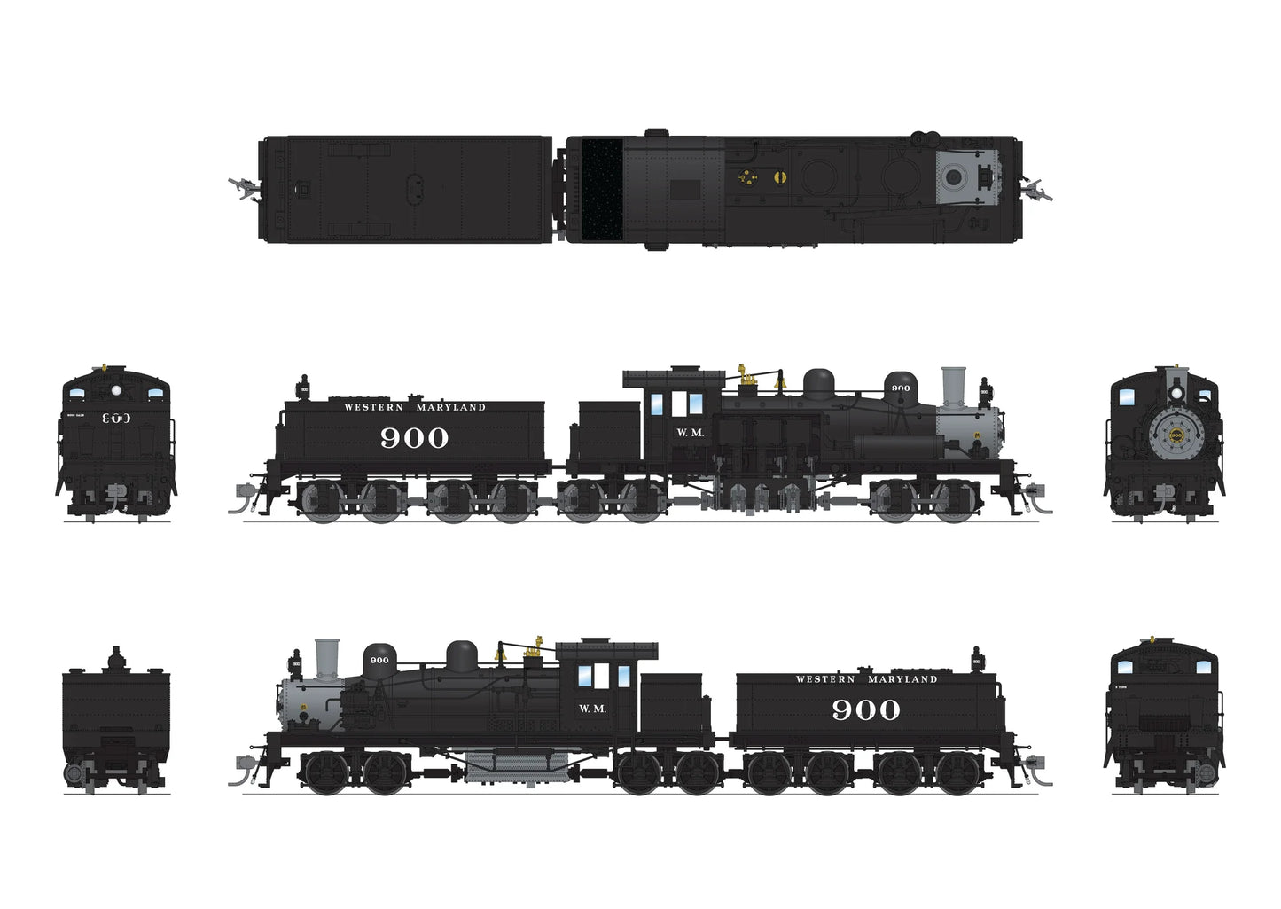 HO Scale 7819 Class D 4-truck Shay, WM #900, Paragon4 Sound/DC/DCC, Smoke