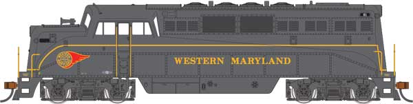 Bachmann 69154 EMD BL2 - DCC -- Western Maryland #82 (black, yellow, Fireball Logo), HO